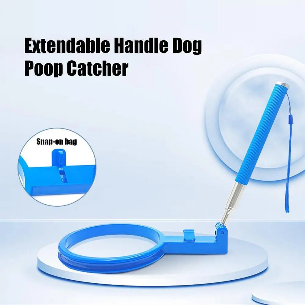 Faltbarer Hundekot-Aufheber aus Edelstahl – Kein Bücken, Kontaktlos, 90cm | Für Kotbeutel ab 23cm | Gassi & Reisen | Blau