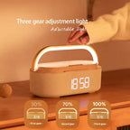 Digitales Weckerradio mit Bluetooth-Lautsprecher, 15 W kabelloses Ladegerät, zwei kabellosen Lautsprecher, einstellbarer lauter Alarmton