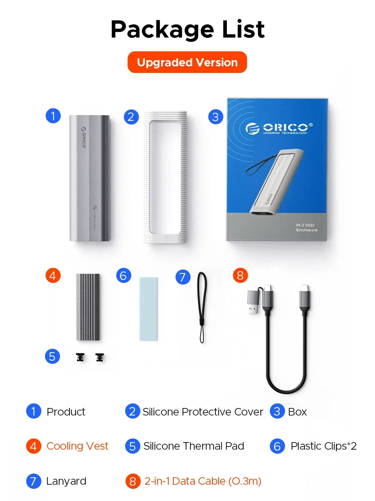 ORICO M.2 NVMe SATA SSD-Gehäuse, werkzeugloses USB, extern, 10 Gbit/s, M.2 NVMe-zu-USB-Adapter, unterstützt UASP für PCIe NVMe und SATA SSD