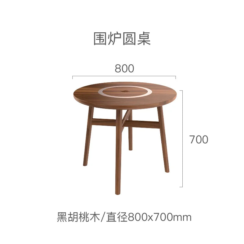 Herd-Teetisch mit schwarzem Walnuss-Massivholz, neuer Carbongrill im chinesischen Stil für den Außenbereich und Teezubereitung