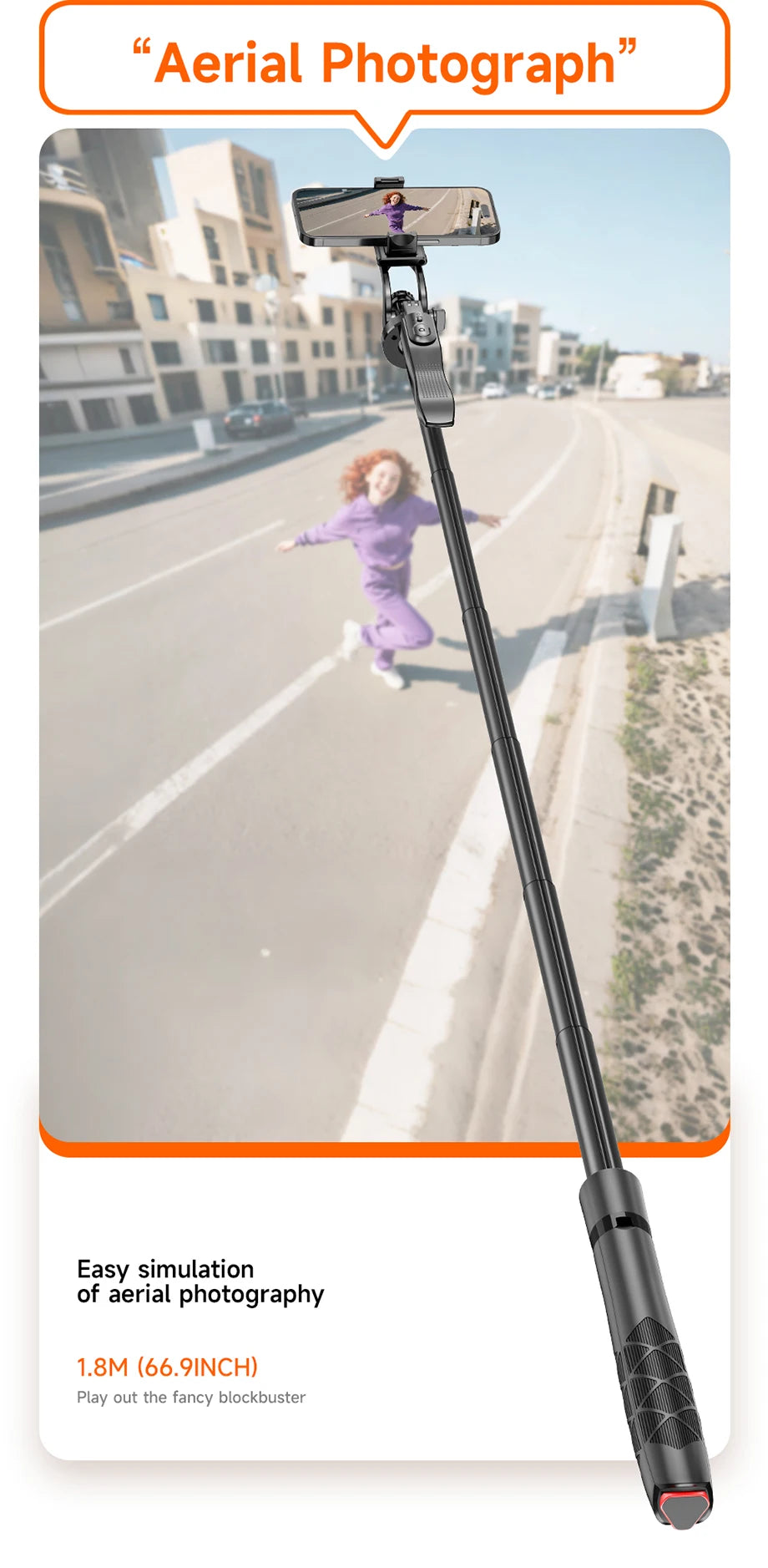 LISCN L16TT Selfie Stick Stativ – 1,8m ausfahrbar, Bluetooth, 360° drehbar | Faltbares Stativ