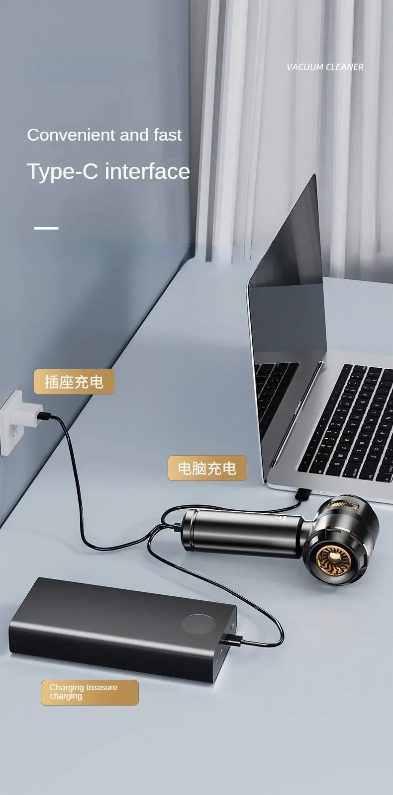 Auto-Staubsauger, leistungsstarker, tragbarer, kabelloser, bürstenloser Motor, Reinigungsmaschine, leistungsstarker Luftstaubsauger für Haushaltsgeräte