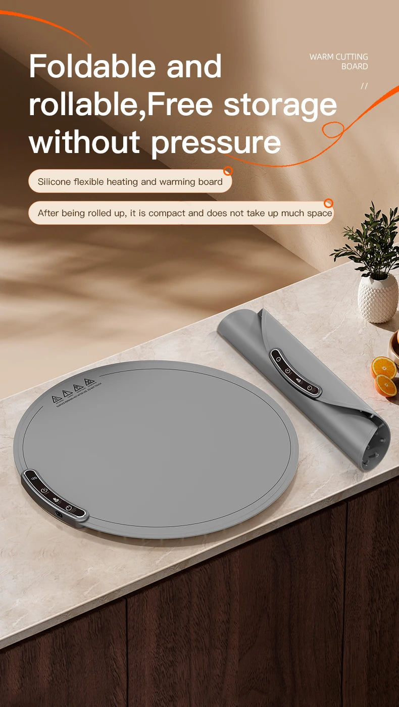 TINSOL Elektrisches Heizplatte für Lebensmittel, tragbares, zusammenklappbares Heiztablett mit 8 Temperatureinstellungen, thermostatisches Lebensmittel-Heizkissen