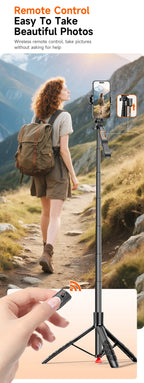 LISCN L16TT Selfie Stick Stativ – 1,8m ausfahrbar, Bluetooth, 360° drehbar | Faltbares Stativ