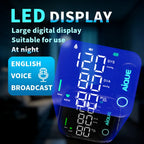 Handgelenk-Blutdruckmessgerät mit Sprachausgabe – LED-Display, wiederaufladbar, 2×99 Speicherplätze