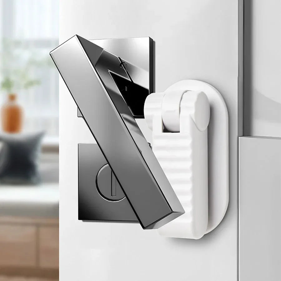 Türhebelschloss Universal Anti-offener Griff Kind Baby Sicherheitsschlösser Stanzfreies Multifunktions-Sicherheitsschloss mit versteckter Knopfschnalle