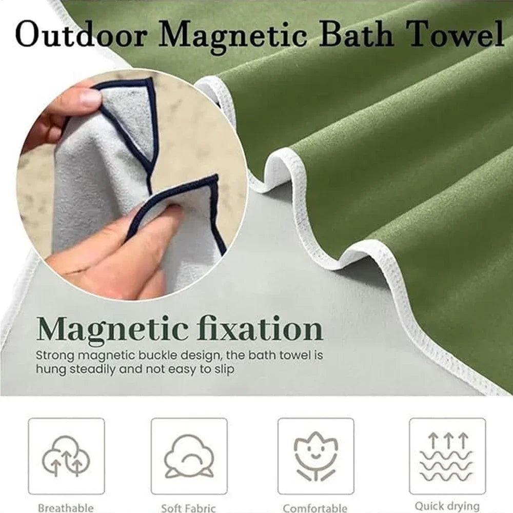 Magnetisches Mikrofaser-Badetuch 190×76cm – Schnelltrocknend, mit Magnetverschluss, Strand, Pool & Reise