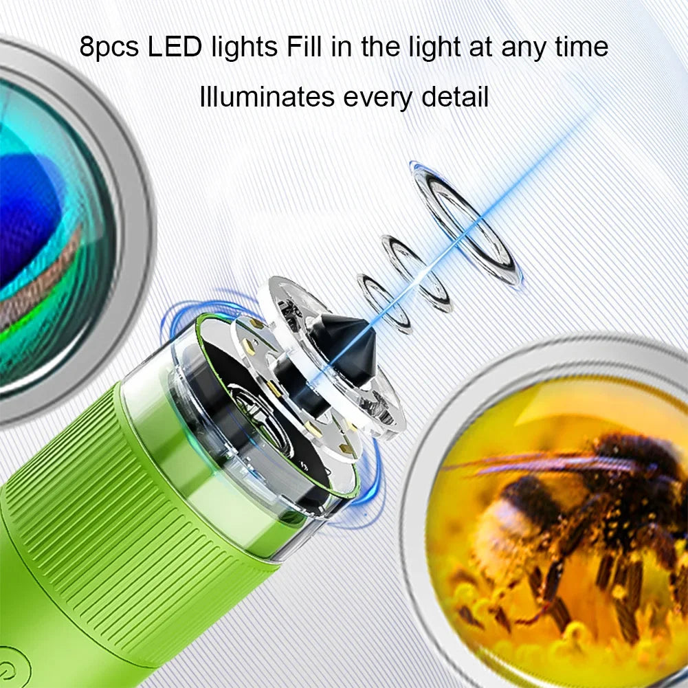 1000x Kinder mikroskop elektronische Lupe Kamera 200 Megapixel pädagogische Wissenschaft Spielzeug mit 8 LED-Licht Foto Video-Funktion