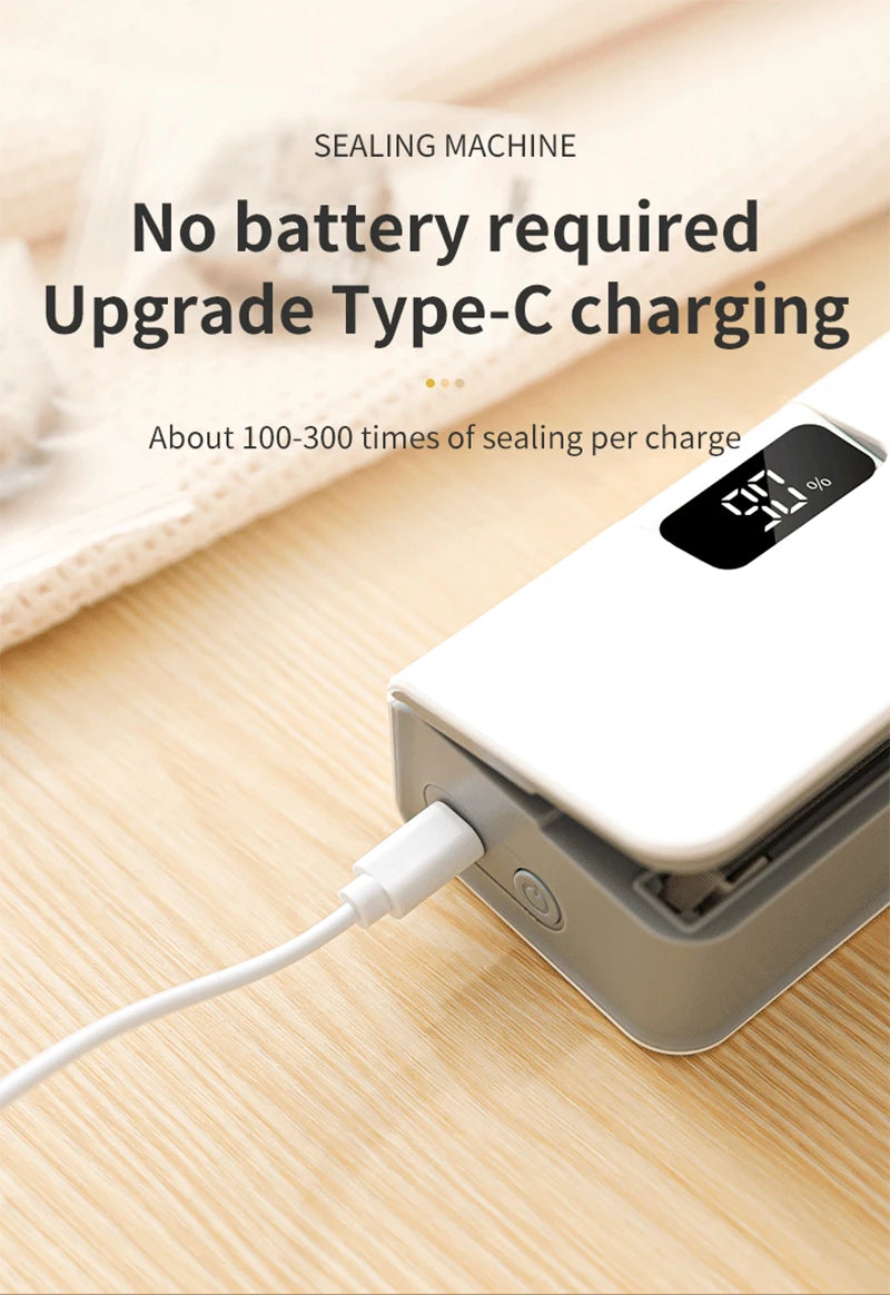 Mini-Wärmebeutel-Versiegelungsmaschine, Versiegelungsmaschine für Plastiktüten, wiederaufladbar, für Lebensmittelverpackungen, Heißsiegelgerät, tragbares Thermo-Beutelversiegelungsgerät
