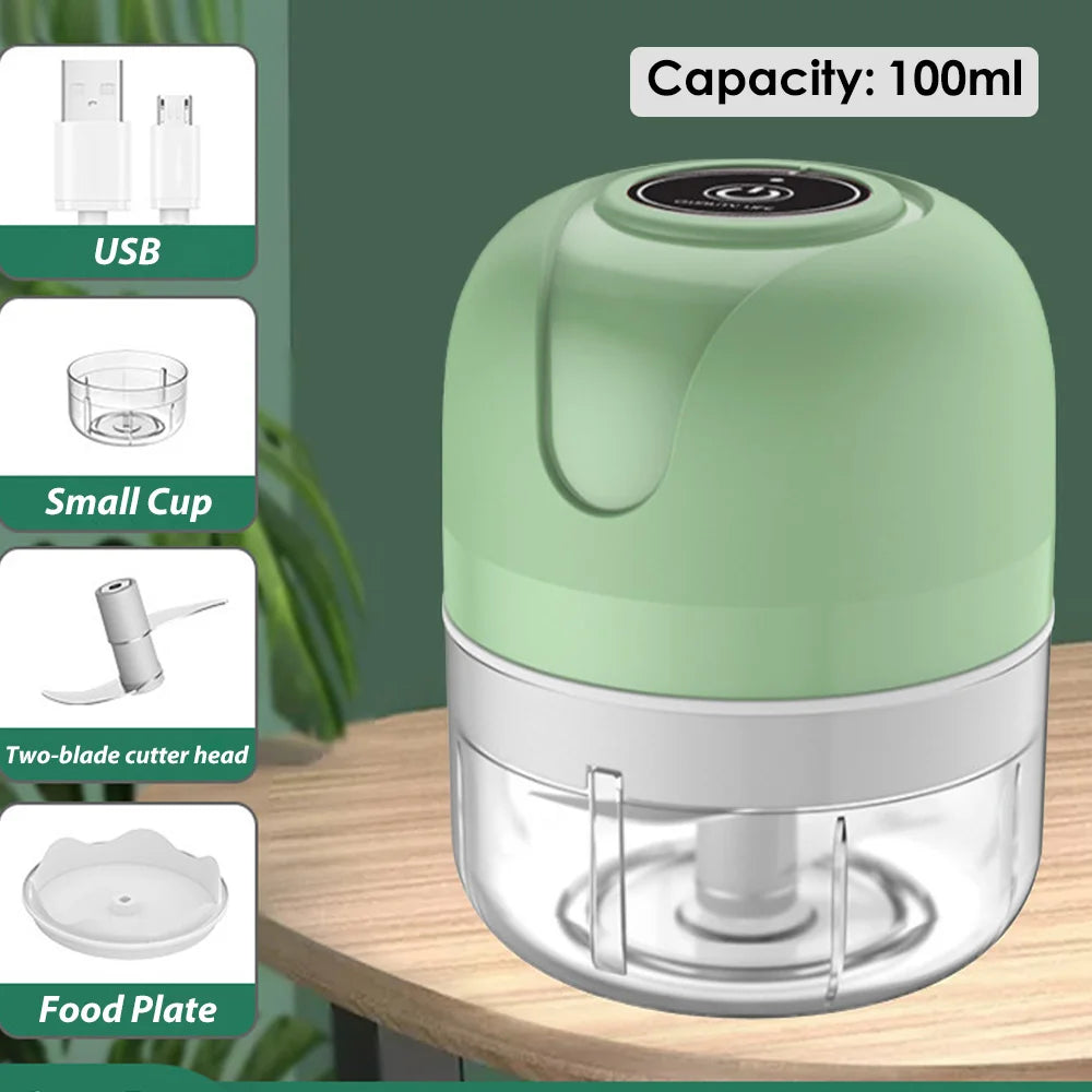 Mini-USB-Knoblauchpresse, kabellos, 100/250 ml, Gemüse-, Chili- und Fleischwolf, Küchenhelfer