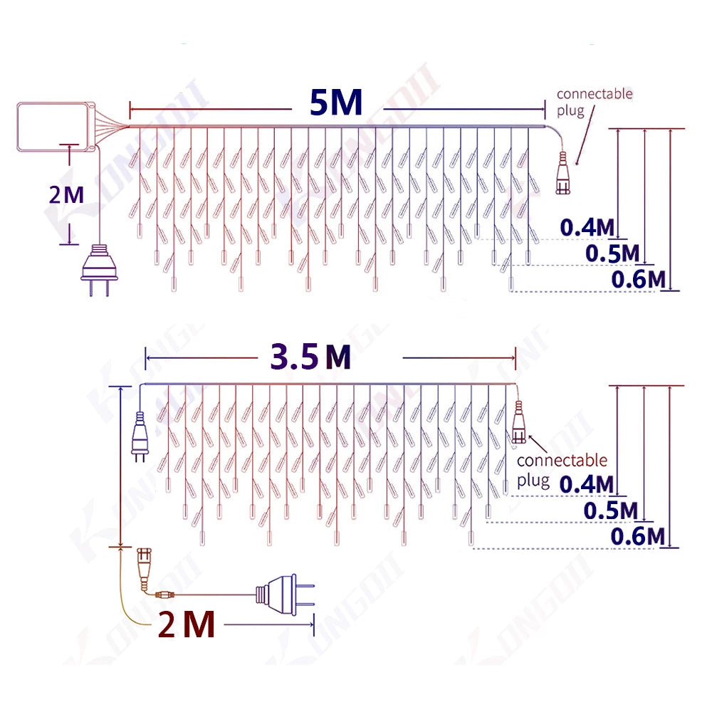 3,5 M-40 M LED Eiszapfen Vorhang String Fairy Lichter Girlande Outdoor Weihnachten Lichter Neue Jahr Geburtstag Hochzeit Straße urlaub Dekor