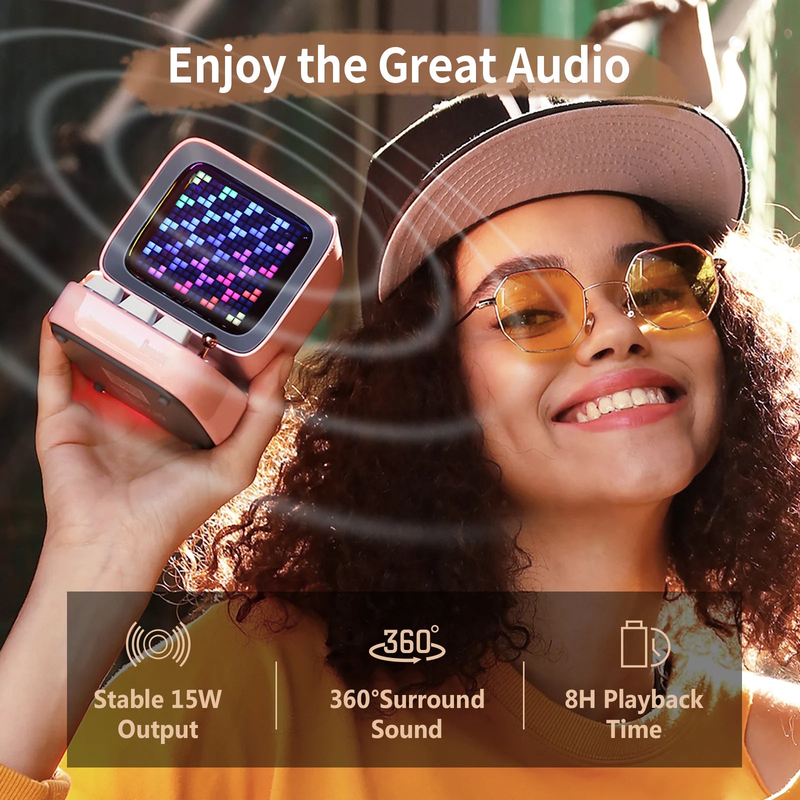 Divoom Ditoo-Pro tragbare Bluetooth-Lautsprecher Retro Pixel Kunst Wecker