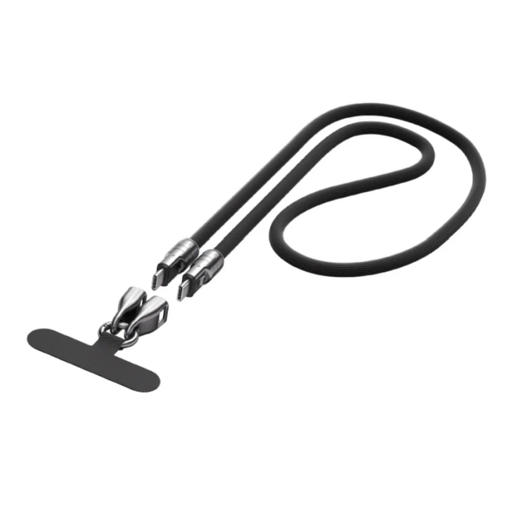 240W USB-C Schnellladekabel mit Umhängeband – 2-in-1, PD3.0, 0,3m oder 1,2m, 4 Farben