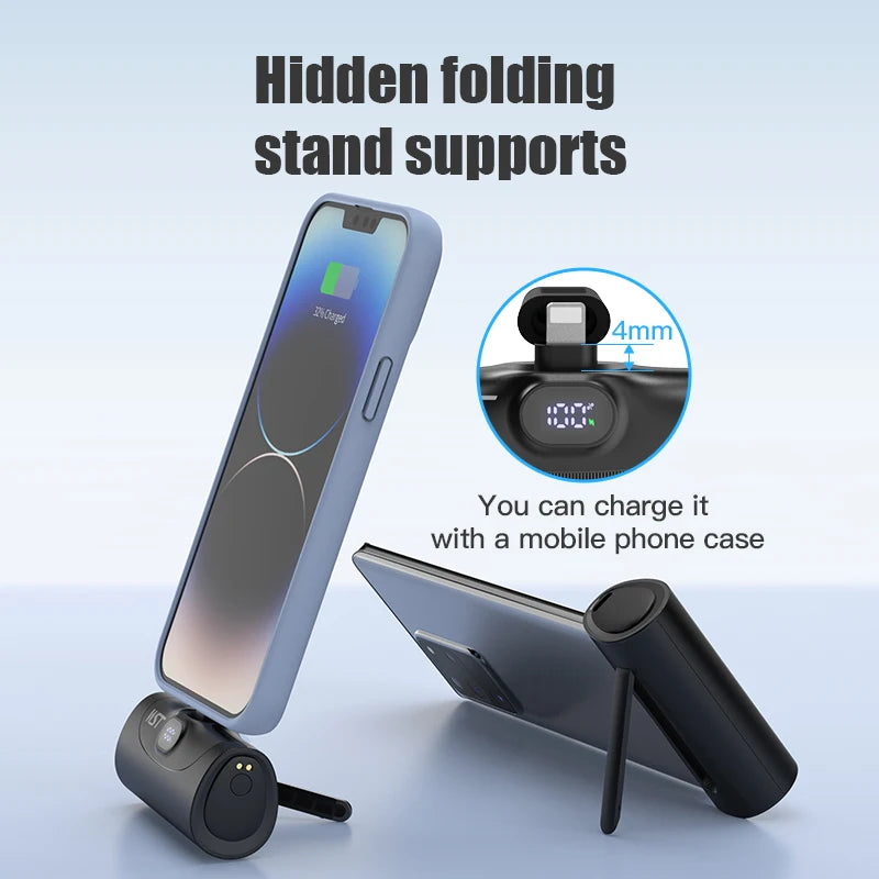 4 x 5000 mAh Mini-Powerbank mit Ladestation, tragbar, PD 20 W, Schnellladegerät, Powerbank für iPhone 16 x Samsung Xiaomi Poverbank