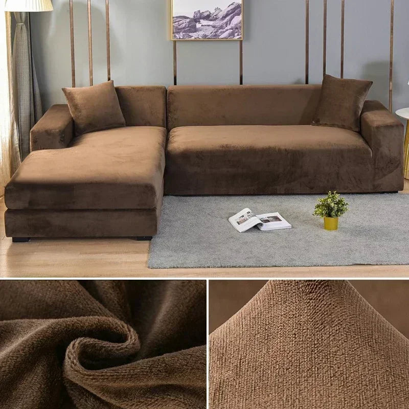Samt-Sofabezug, dick, elastisch, 1/2/3/4-Sitzer-Sofabezug für Wohnzimmer, Samt-Plüsch, L-förmiger Ecksofa-Couchbezug