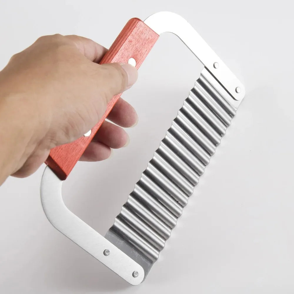 Edelstahl Holzgriff Wellenmesser Wolf Zahn Kartoffelmesser Kartoffelchip Schneiden Wellenmesser Kartoffelzerkleinerer Küchenwerkzeug