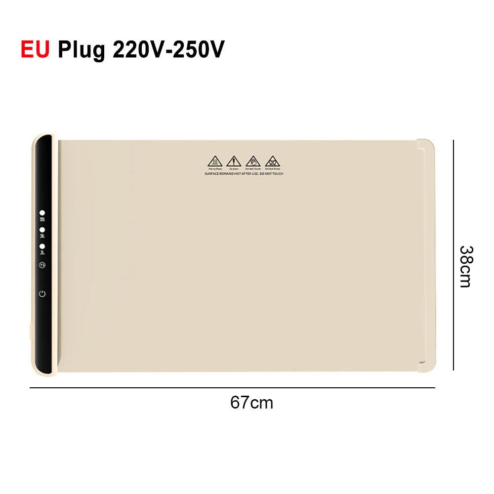 Elektrisches Wärmtablett, Speisenwärmerplatte, faltbar, tragbar, Smart Food, schnelle Erwärmematte, elektrisches Wärmtablett mit 3-Temp-Einstellung