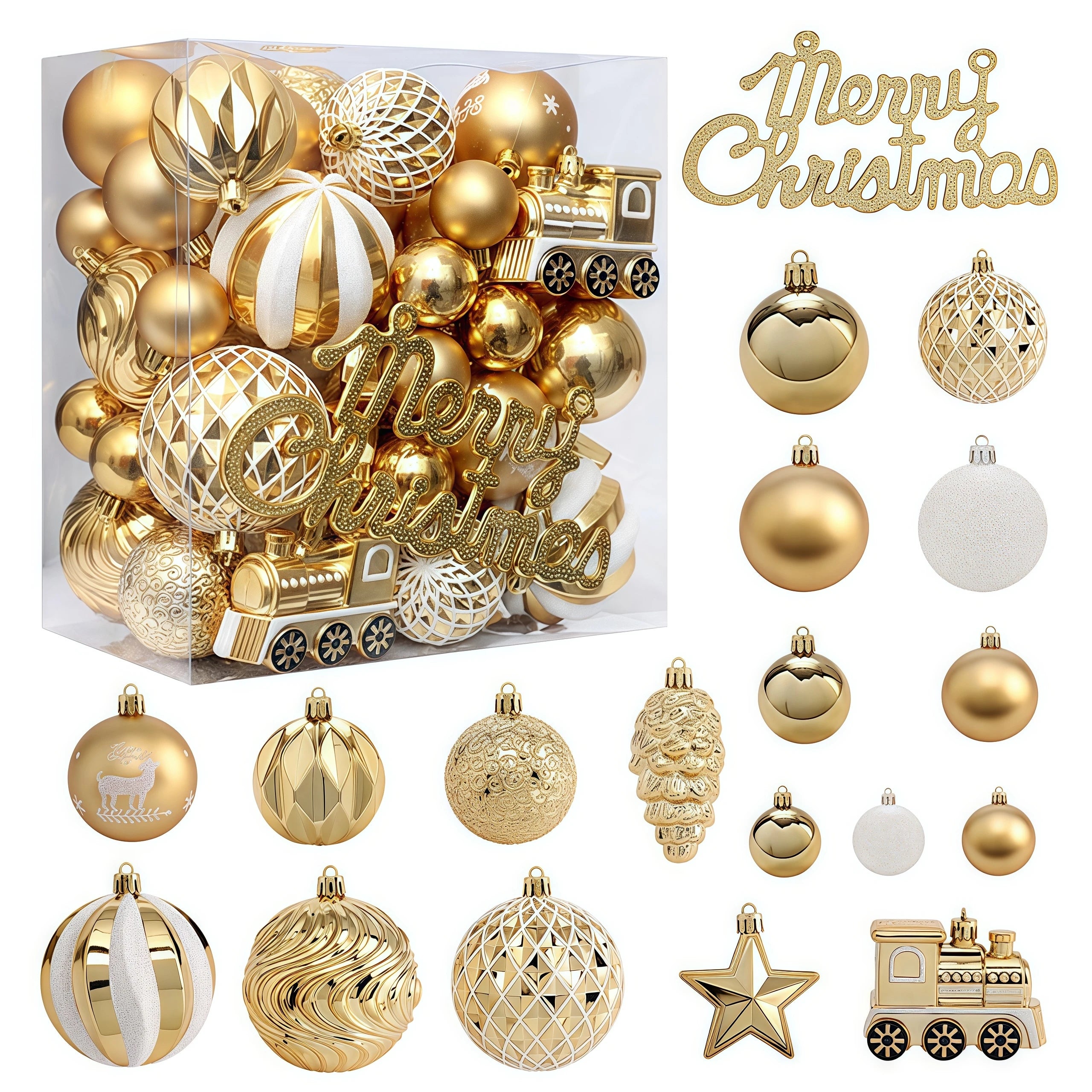 65PCS Champagner Gold Weihnachten Ball Dekorationen Matt Glänzend Wasser Welligkeit Design Weihnachten Kugeln Weihnachten Baum Ornamente Wohnkultur