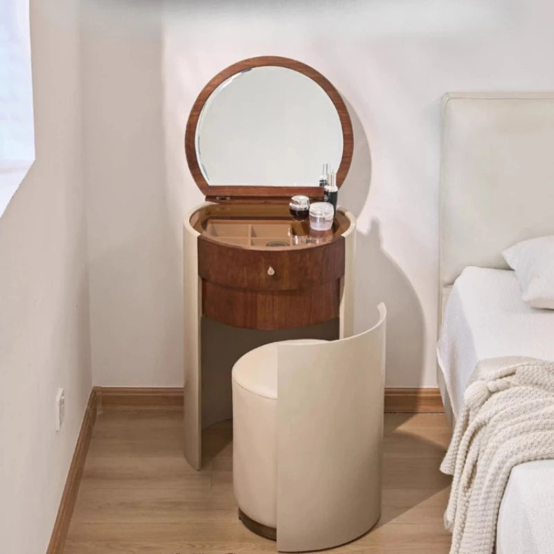 Wohnung Design Schminktisch Runde Luxus Schlafzimmer Set Schminktisch Stuhl Büro Penteadeira De Maquiagem Haus Zubehör