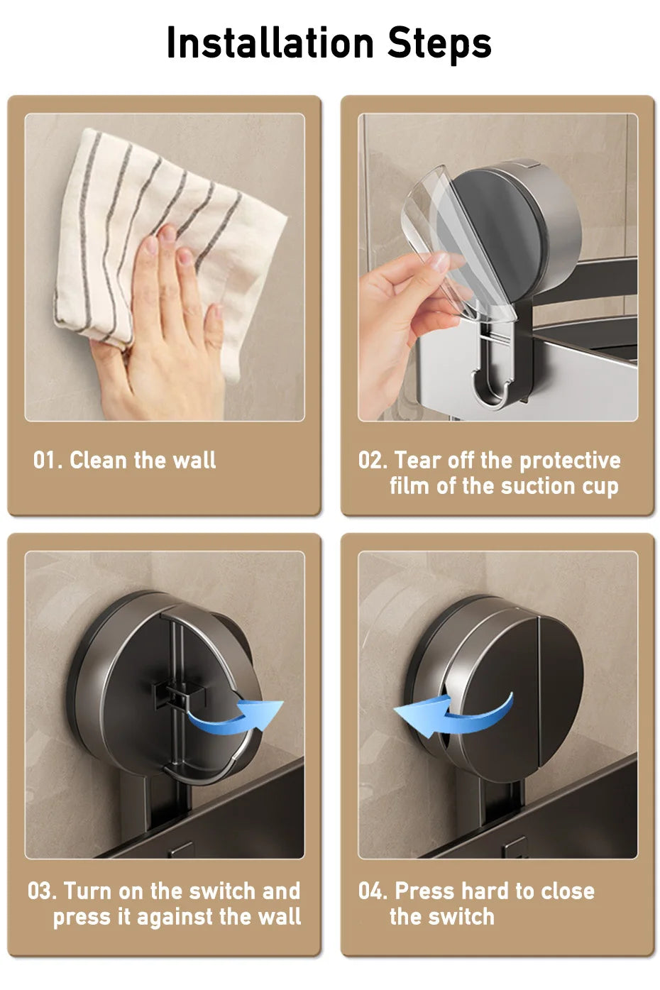 Badezimmer-Ecklagerregal, Saugnapf, Halterung an der Wand, Dusch-Caddy-Box, abnehmbares Badezimmer, Küche, Toilette, Organizer-Rack