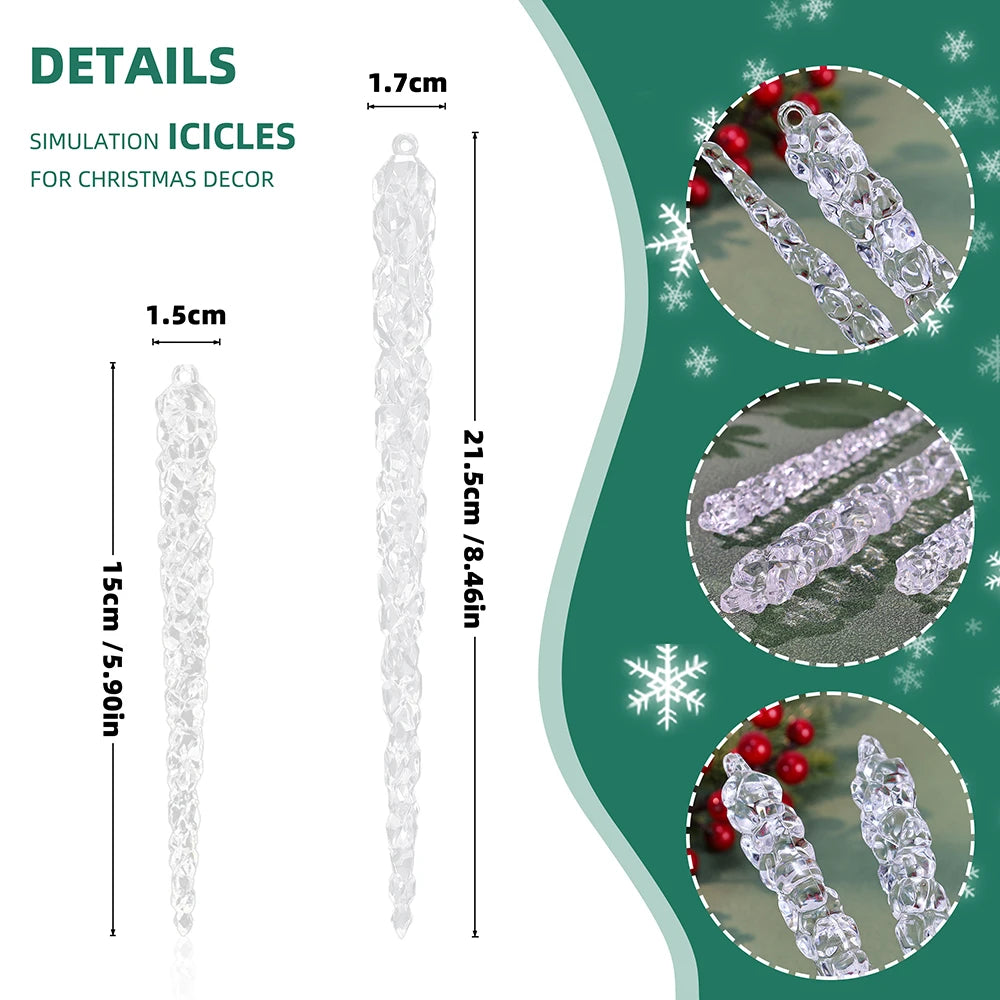 10 stücke Weihnachten Dekoration Acryl Klar eiszapfen Simulation Eis Weihnachten Baum Hängende Ornamente Winter Party Neue Jahr Decor Liefert