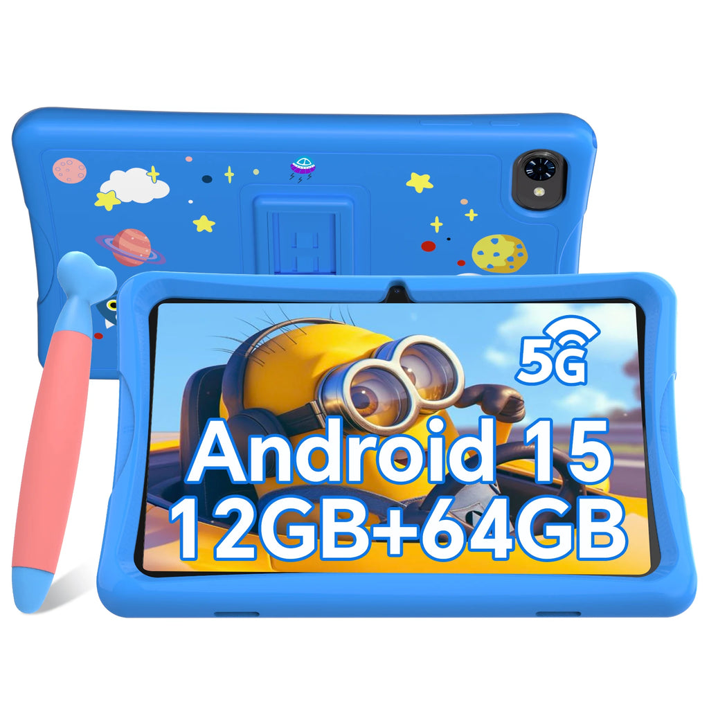 TABWEE K10 Kinder-Tablet 10'' Android 15, 4 GB RAM + 8 GB erweiterbar, 64 GB ROM, 5G WiFi, Widevine L1, 5000 mAh Kinder-Tablet-PC
