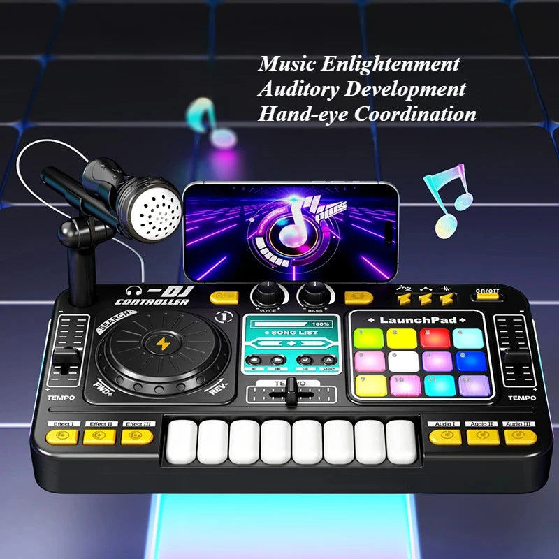 CONUSEA Kinder DJ-Mixer – Mikrofon, App-Steuerung, Klaviertastatur, 3–12 Jahre
