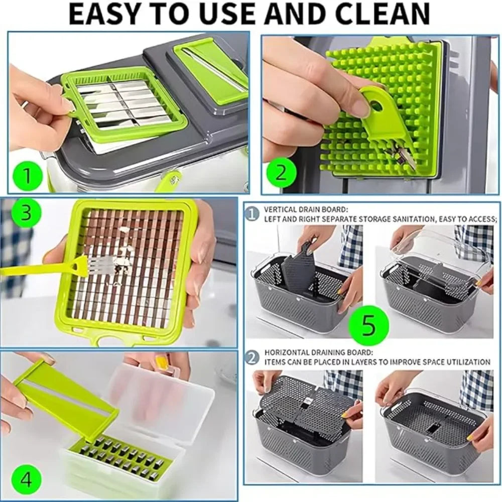 22-in-1 Gemüseschneider Set – Edelstahl, Hobel, Würfelschneider, Reibe, CE-zertifiziert