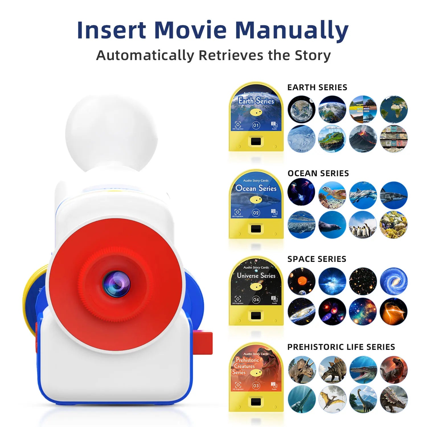 Story-Projektionsmaschine, Nachtlicht, integrierte 4 Audio-Story-Karten, Geschenk für Kleinkinder und Kinder, Mädchen, Jungen ab 3 Jahren