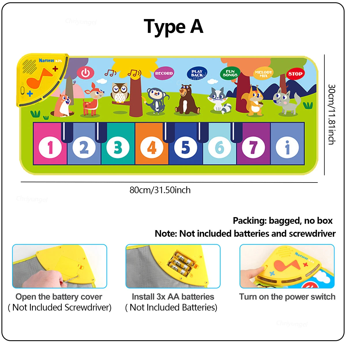 Klaviermatte für Kinder, Kinder, Kleinkinder, Bodentastatur, Tanzmatte, Baby, Fitness, Spielen, Tiermusik, Decke, Instrument, Spielzeug, Mädchen, Jungen, Geschenk