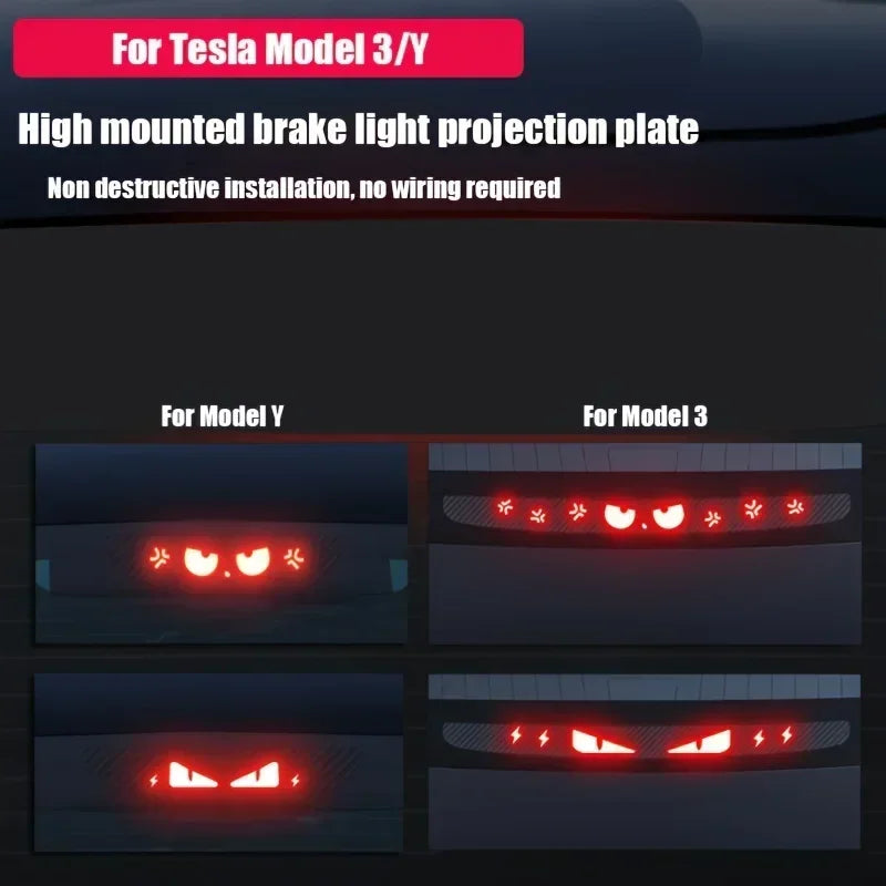 Neu 1 Stück Auto-Aufkleber für Tesla Model 3 Y, Rücklicht-Aufkleber, hochmontiertes Bremslicht, Projektionsbrett, oberes Rücklicht, Emblem-Aufkleber