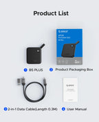 ORICO Tragbare SSD mit 2-in-1-USB-C-Kabel, externen Solid-State-Laufwerke, bis zu 460 MB/s für iPhone 14 13 11 12 X IPad PC