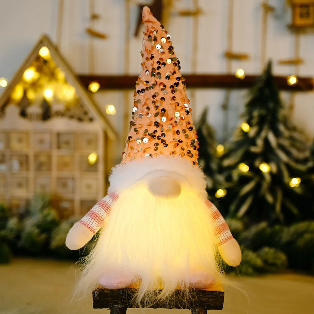 Leuchtender Zwerg, gesichtslose Weihnachtspuppe, 30 cm, Baumschmuck, 2025, Nachtlicht, Weihnachtsgeschenk, Navidad 2023, Neujahr, Heimdekoration