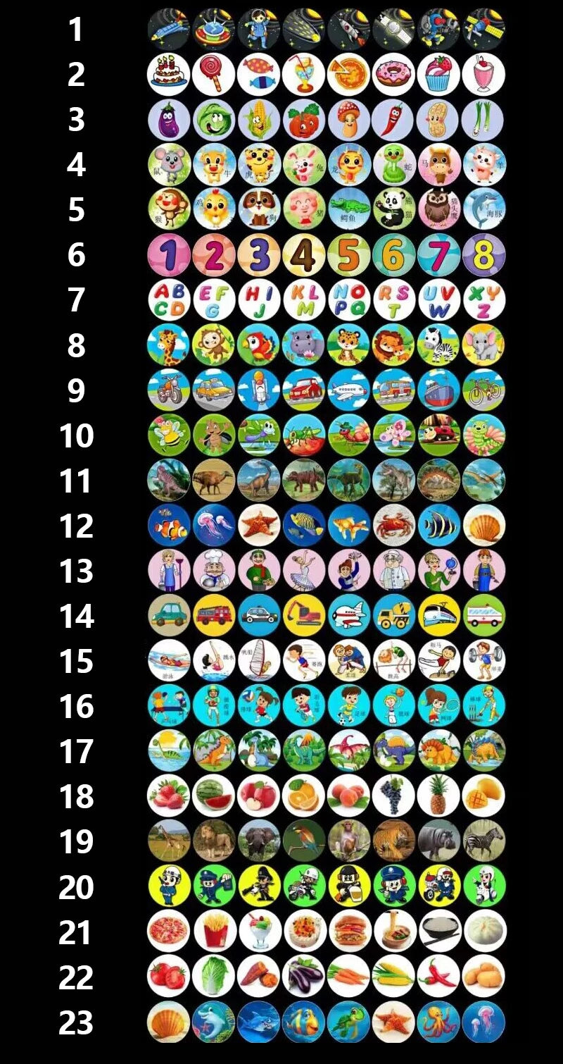 10-Karten-Cartoon-Projektions-Taschenlampe, 80 Muster, kreative Kinder-Taschenlampe, Spielzeugprojektor, Babyspielzeug, Gute-Nacht-Geschichten-Buch-Spielzeug