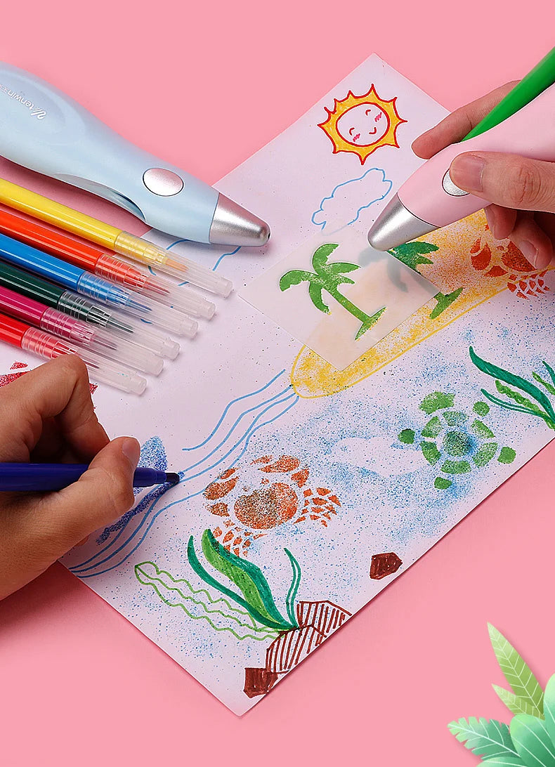 Elektrische Airbrush Aquarell Stift Set Multi-funktion Farbe Inkjet Stift Elektrische Spray Kunst Stift 12 Farben Hand bemalt