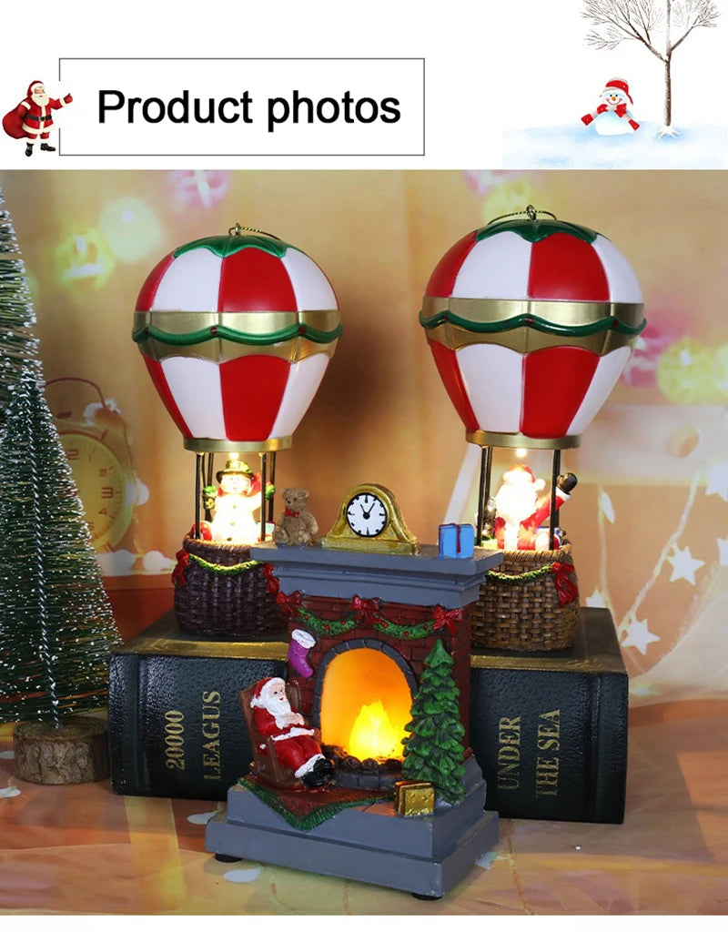 Weihnachten leuchtende Ornamente Weihnachtsmann Schneemann Kamin Harz LED Nachtlicht Weihnachtsdekoration Urlaub Kinder Spielzeug Geschenk