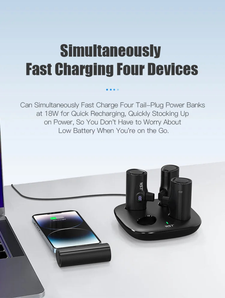 4 x 5000 mAh Mini-Powerbank mit Ladestation, tragbar, PD 20 W, Schnellladegerät, Powerbank für iPhone 16 x Samsung Xiaomi Poverbank