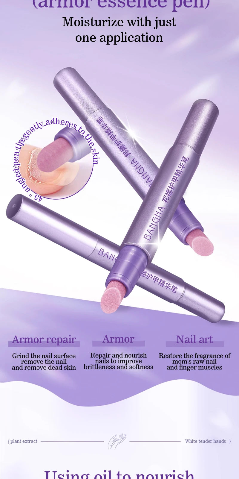 3-in-1 Nagelhautöl Stift Hand Rüstung Essenz Pinsel Nagelhautschieber Maniküre Pflegewerkzeuge Abgestorbene Haut Nagelhautentferner Stift Nail Art Stift