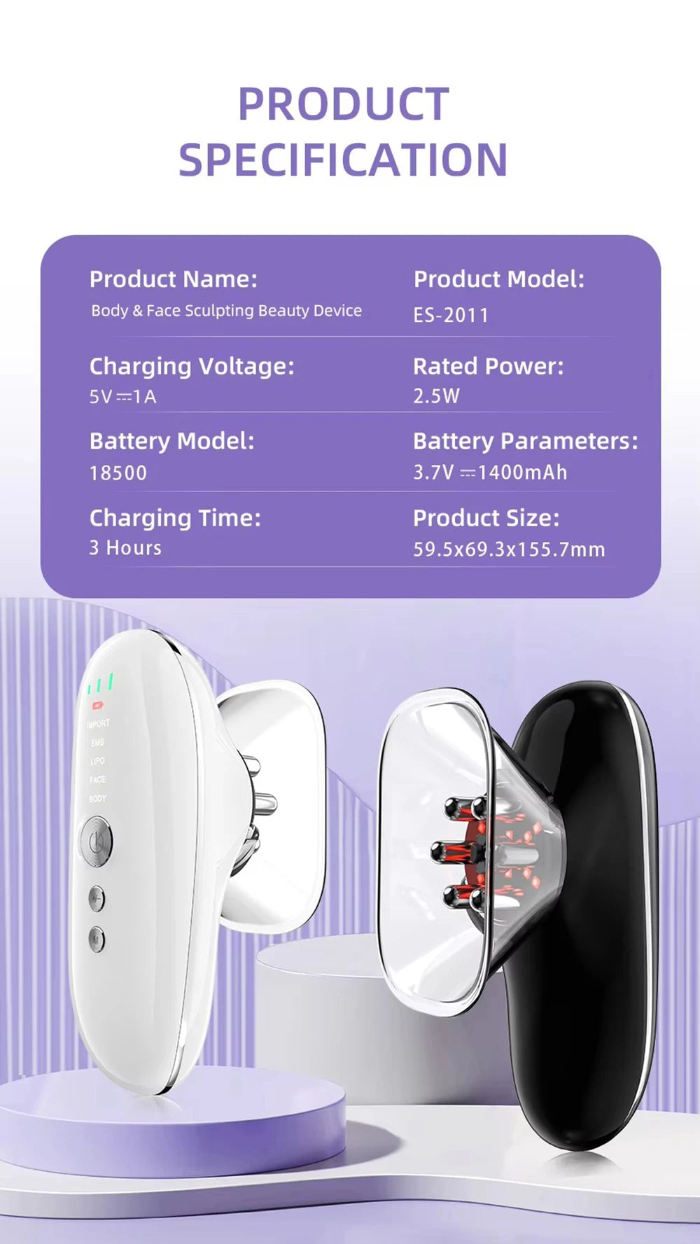 NEUES 2-in-1 elektrisches Cellulite-Massagegerät, Körperformungsgerät für Bein, Bauch, Taille, Arm, Mikrostrom-Gesichtsgerät für die Hautpflege