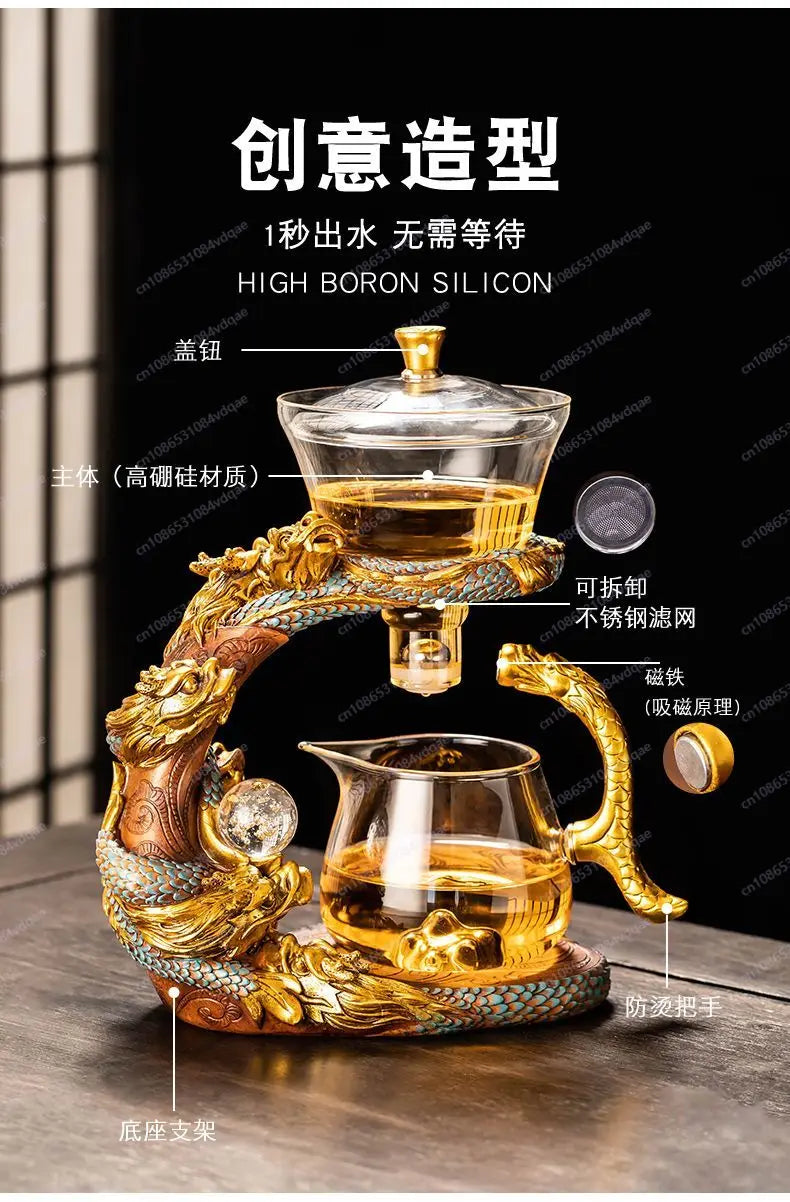 Neues automatisches Teeservice aus Glas, faule Teekanne für den Haushalt, Kung-Fu-Teetasse, Artefakt zum Aufbrühen von Bürotees