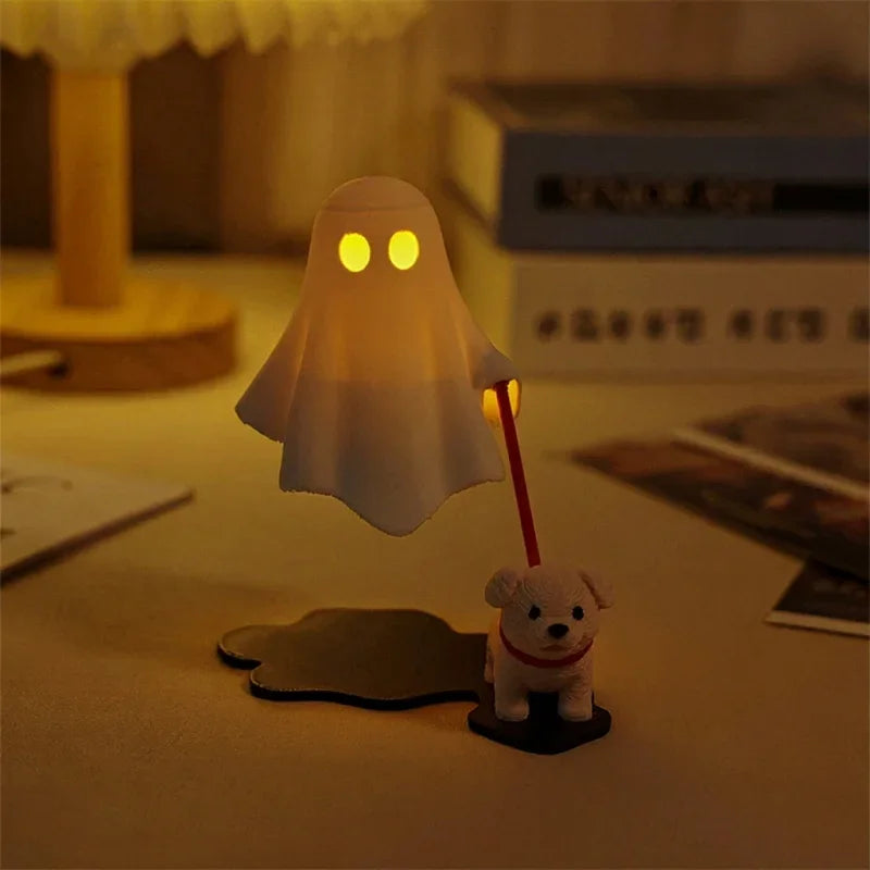 Halloween Geist-Hund-Figur in Weiß, 3D-gedruckte Tischdeko