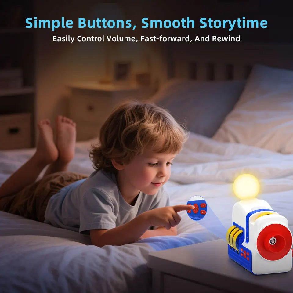 Story-Projektionsmaschine, Nachtlicht, integrierte 4 Audio-Story-Karten, Geschenk für Kleinkinder und Kinder, Mädchen, Jungen ab 3 Jahren