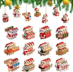 2D Flache 12 Stück Weihnachts-Holzanhänger Kreative süße Katze Mottoparty-Dekorationen Weihnachtsbaum-Anhänger Festliche Lieferungen