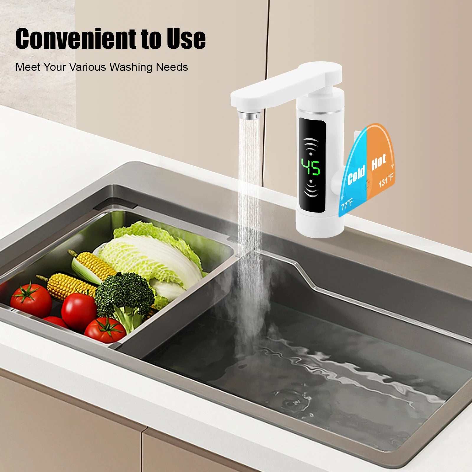 3000 W elektrischer Wasserhahn, sofortige Heizung, kontinuierlicher Heizhahn mit digitalem LED-Wasserhahn