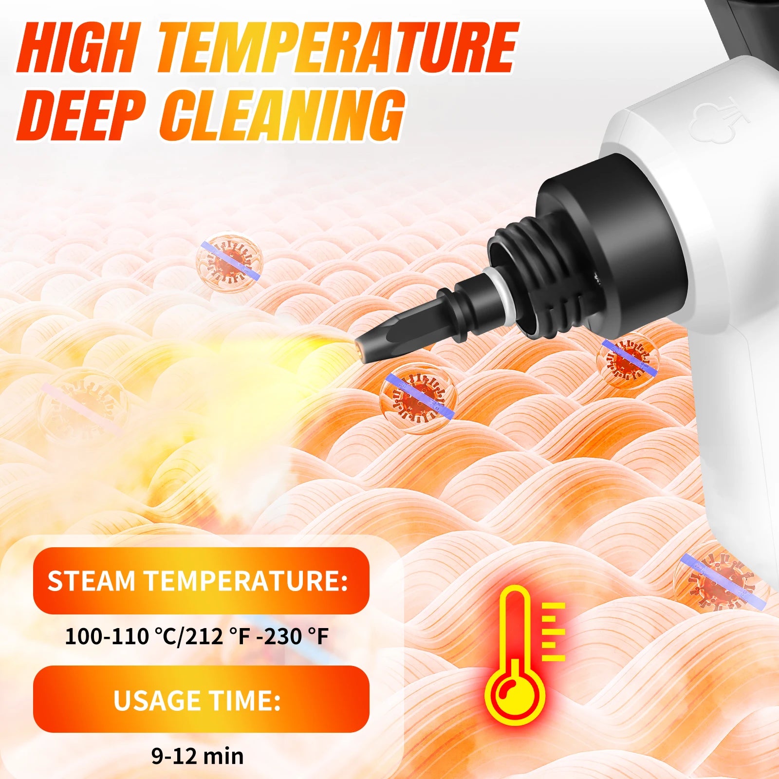 Handdampfreiniger 1000W – Multifunktional mit 9 Zubehörteilen, 100–110°C, 400ml Tank | IPX4