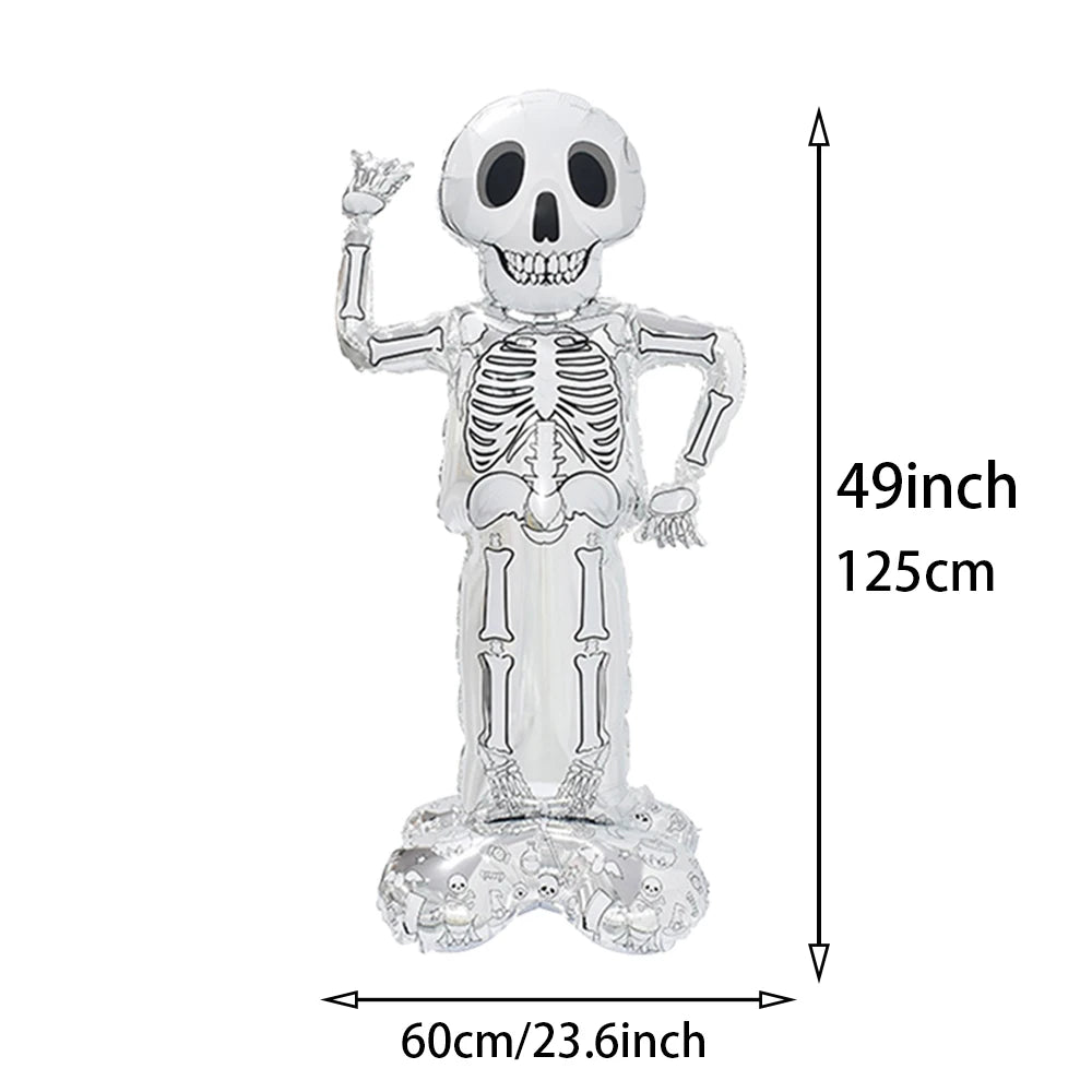 Riesiger stehender Halloween-Kürbis-Skelett-Totenkopf-Ballon, Halloween-Ballonspielzeug für Kinde,r Halloween-Party-Dekorationsballon
