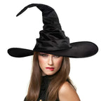 Halloween Hexenhut mit Rüschen – Schwarzer Hexen- & Zauberer-Hut für Cosplay & Party