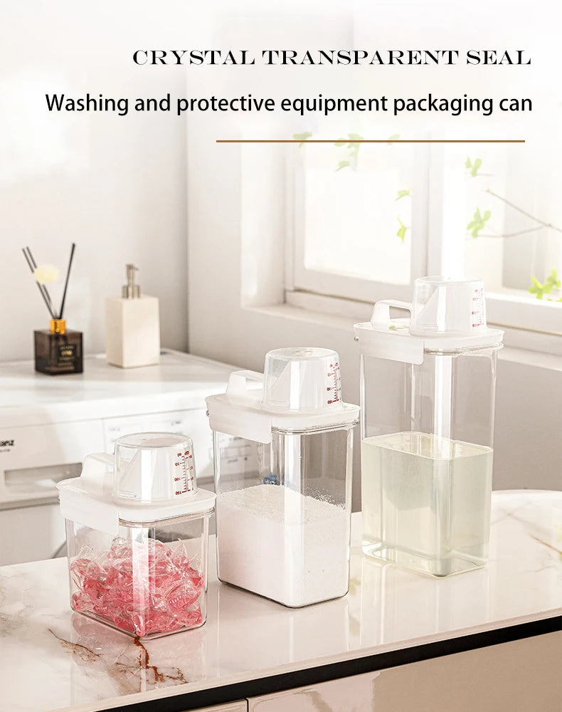 Boîte de rangement hermétique de 2 300 ml pour lessive en poudre, avec couvercle, pour céréales et eau de Javel, avec étiquettes