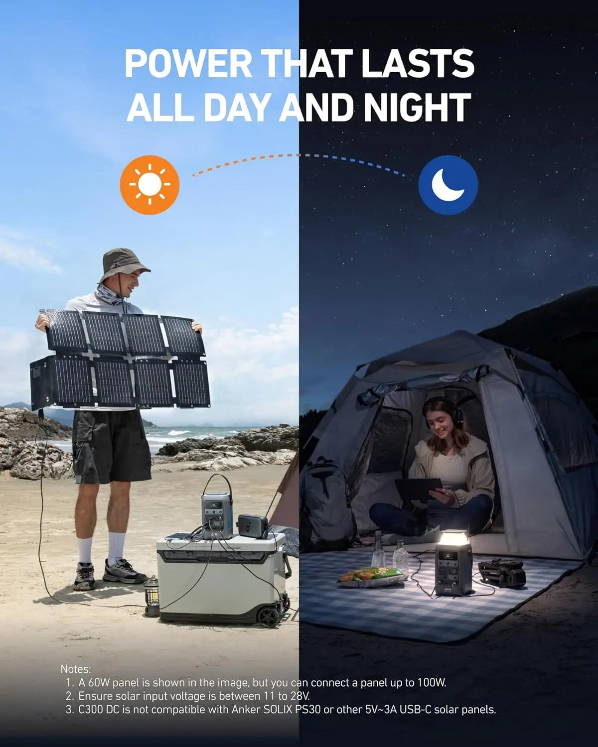 Anker SOLIX C300 DC Power Bank Station 288Wh Tragbares Kraftwerk 90000mAh Akku 300W Solargenerator für Camping Reisen