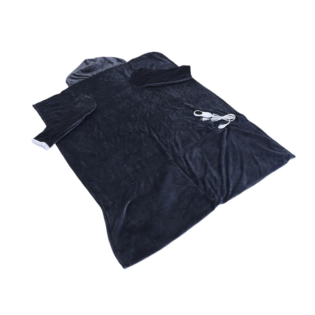 Heizdecke mit Ärmeln, Kapuze und Fußtasche, Flanell, 10 Heizstufen, elektrische tragbare Decke mit 3-Zeiterfassung, 127 x 70 Zoll